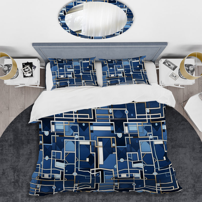 Ensemble de housse de couette Industrial Blue Cobalt, Housse de couette pour très grand lit et 2 très