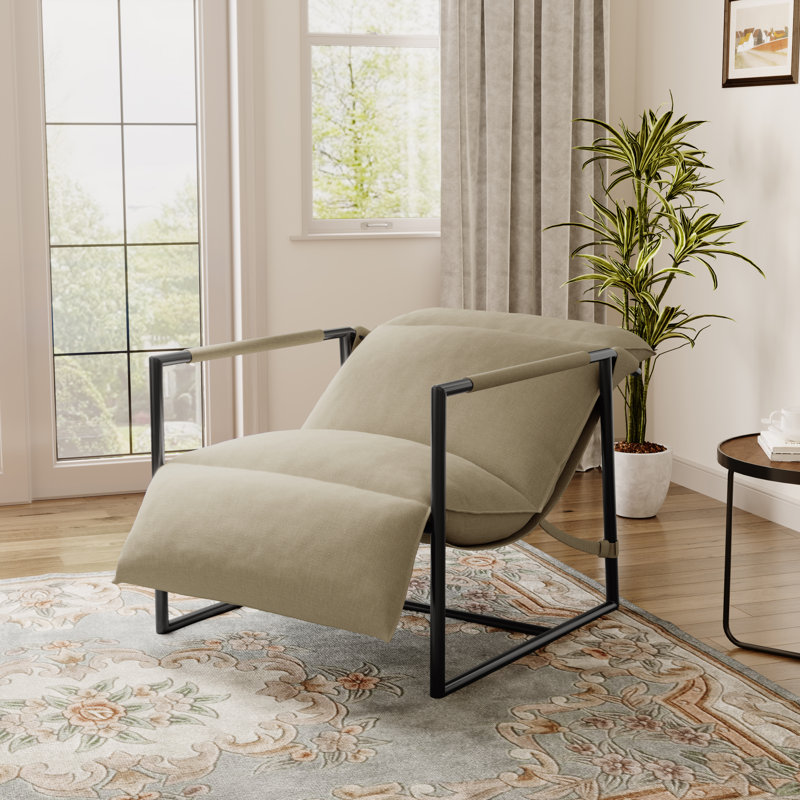 Chaise d'appoint rembourrée avec cadre en métal et mélange de polyester beige, Mélange de polyester beige