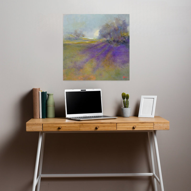 Vieux paysage de rodéo abstrait, art contemporain de paysage floral, H 18 po x l 18 po