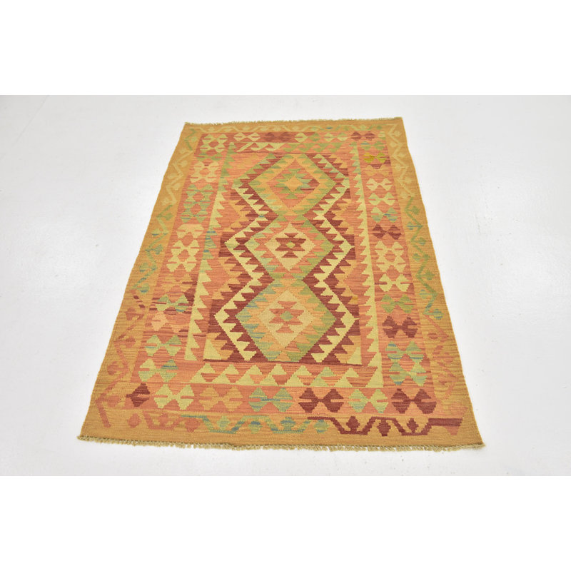 Tapis de zone en laine 3 pi 3 po x 5 pi one-of-kind main-noué la Elland