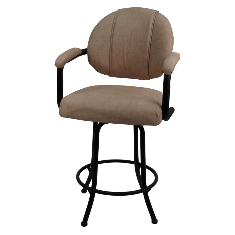 Très grand tabouret pivotant rembourré Vickky, Tabouret de comptoir (siège d'une hauteur de 26 p, Beige bassin, Noir