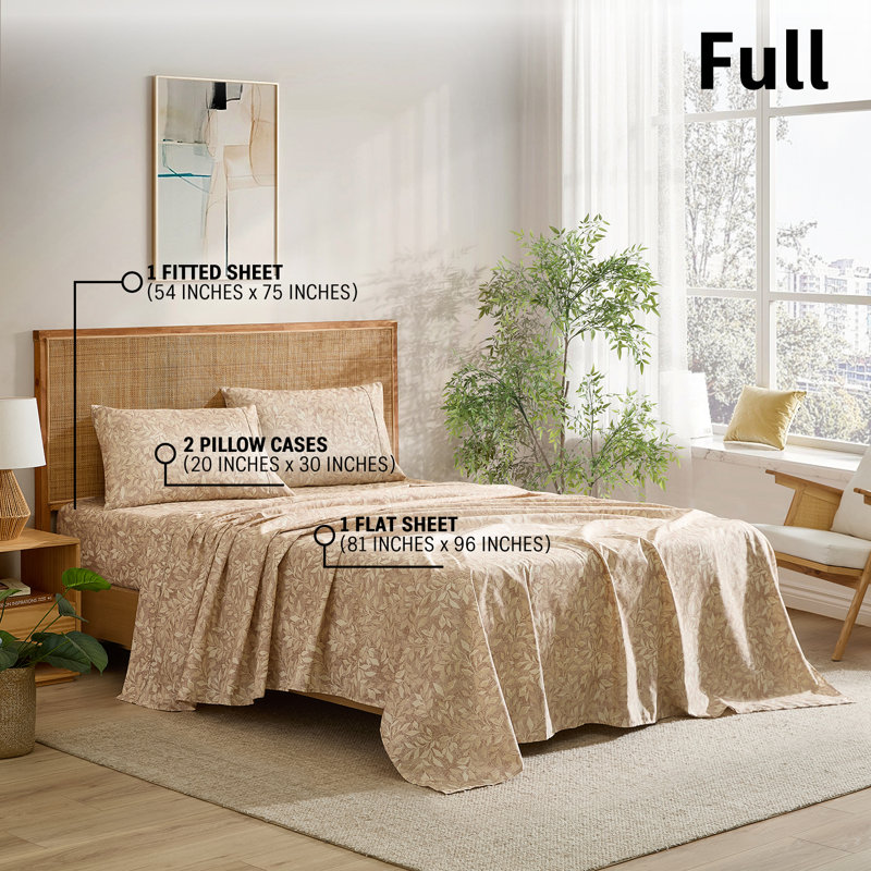 Ensemble de draps HLC.ME, Taupe moka, Ensemble de draps pour lit double avec 2 taies d'o