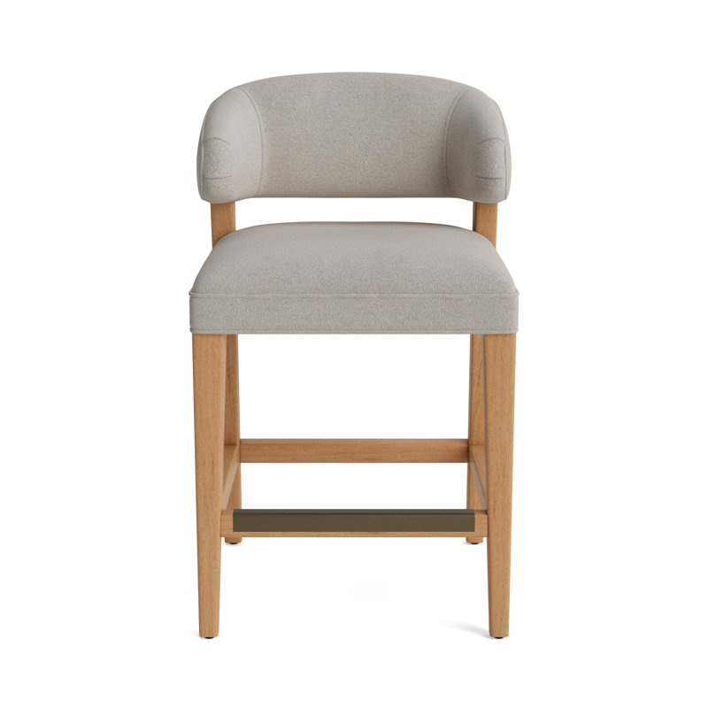 Keane Bar Stool, Performance Boucle - Dove Gray, Natural, Counter Stool (25” Seat Height)