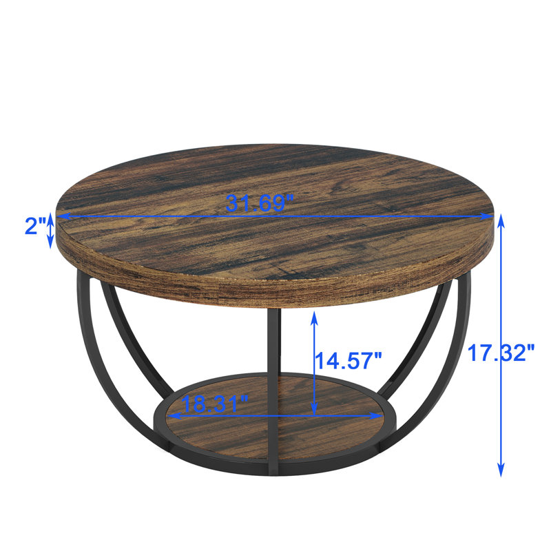 2-Tier Round Coffee Table, Walnut
