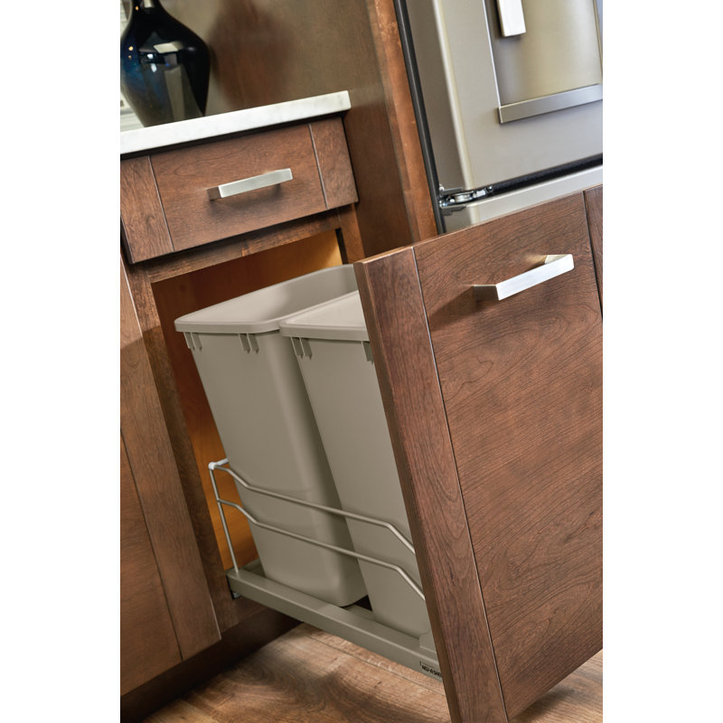 Rev-A-Shelf Double Pullout Trash Cans 35 qt. with Soft-Close , Champagne