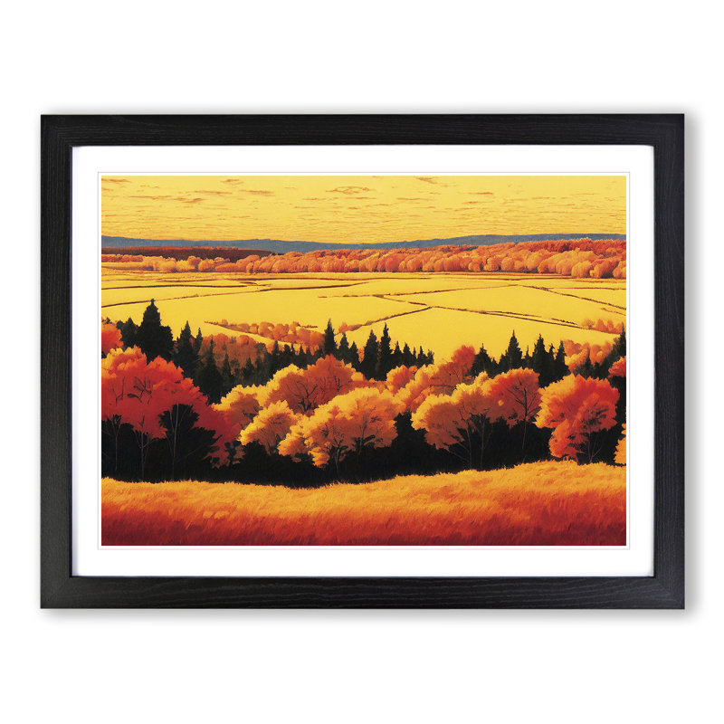 Autumn Meadow Landscape Vol.2 - Single Picture Frame Print, Black Framed, 34cm H x 46cm W x 2cm D