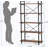 5-Tier Rustic Brown Industrial Metal Bookshelf Unit