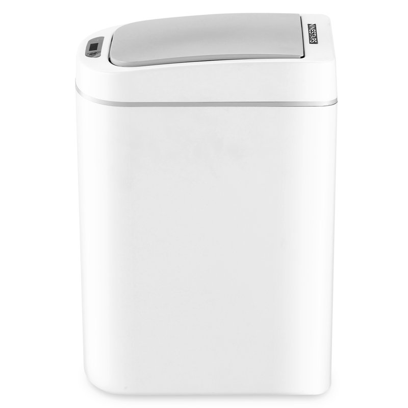 White Plastic 1.8 Gallon Touchless Motion Sensor Trash Can