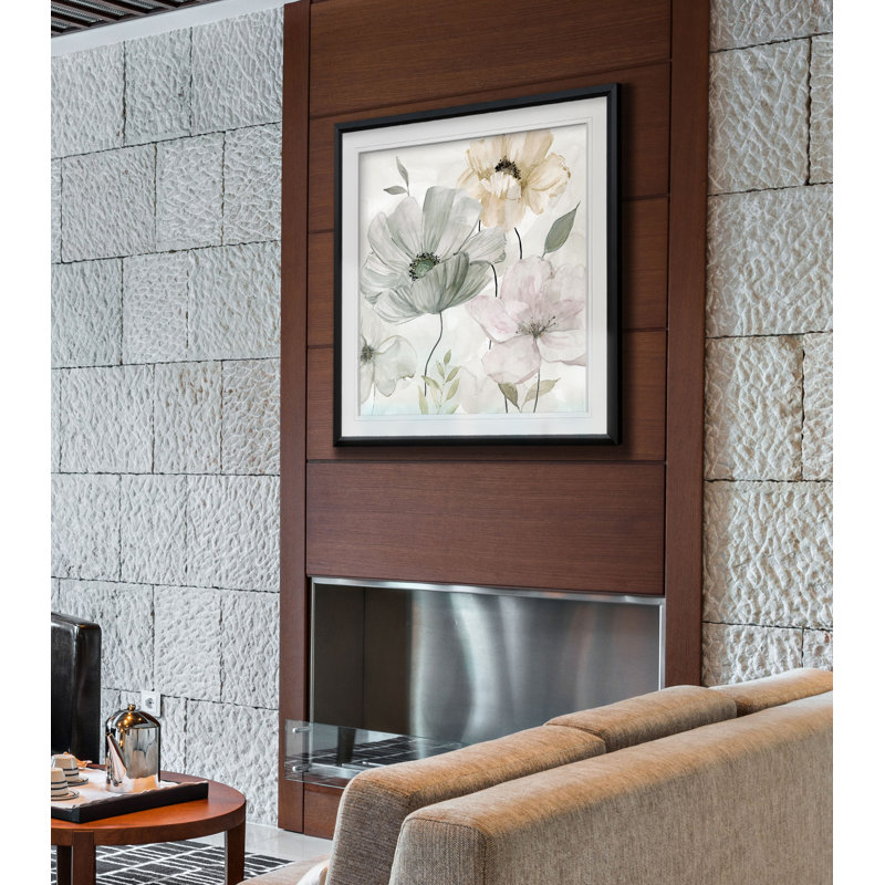 «Garden Grays Détail II», peinture, H 28 po x l 28 po x P 2 po, Impression encadrée, Doré