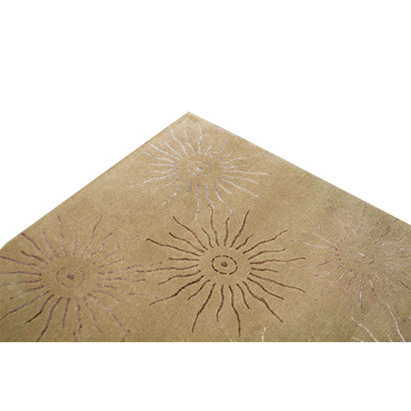Wool Geometric Area Rug in Beige
