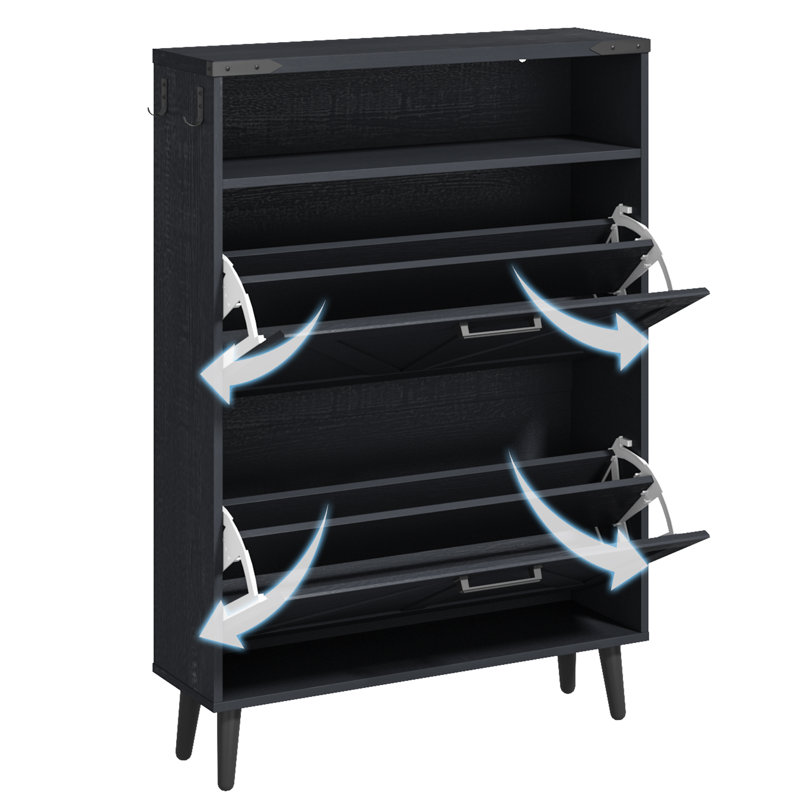 Chea Shoe Storage Cabinet with Adjustable Shelves (Dark Blue Color), Blue, 2