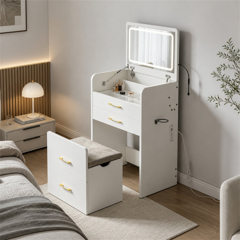 Vanity with Mirror and Seat