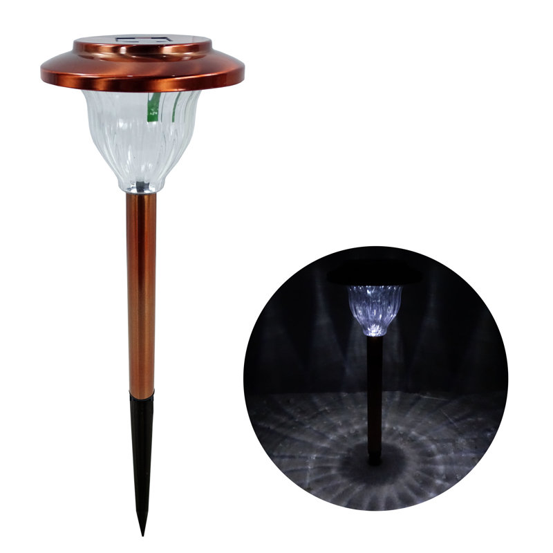 15"H Solar Copper Stainless Steel LED Lights