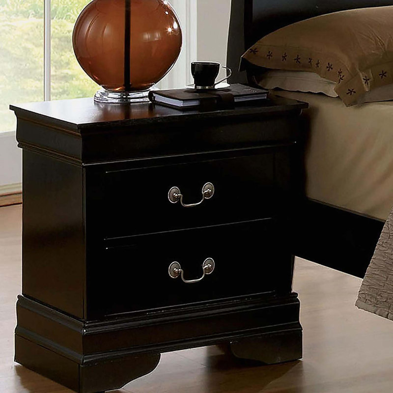 1pc Table de chevet noire Louis Philippe, Noir