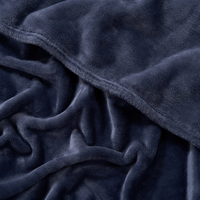 The Sheet Lab Solid Plush Throw Blankets, Vintage Blue Indigo