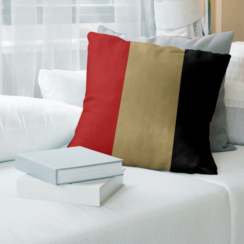 Housse de coussin jeté , 18 po x 18 po, Côté noir / Milieu doré, Polyester filé