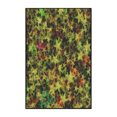 Tapis vert/rose à motifs