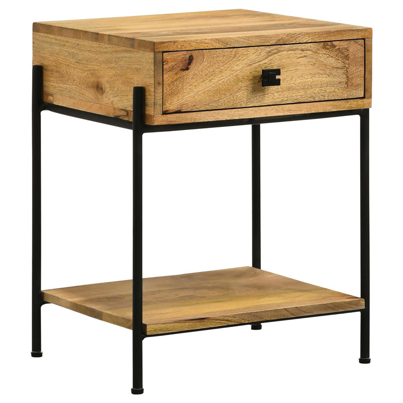 Table d'appoint en bois de manguier massif avec tiroir