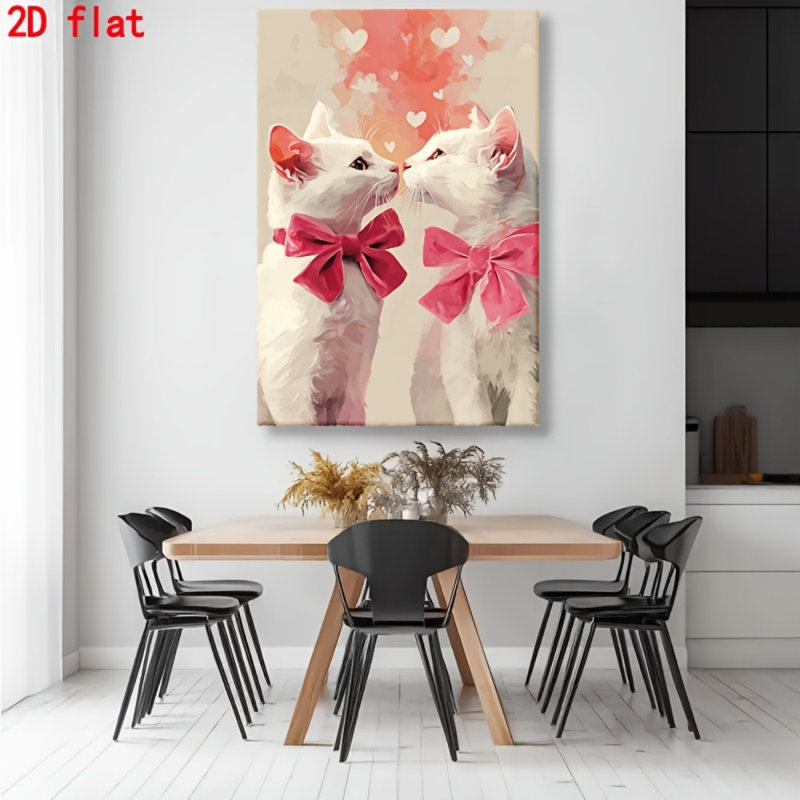 Impression sur toile «Sweet White Cats Pink Bows» - Urban Studio, 18 * 12 pouces (45 * 30 * 2cm)