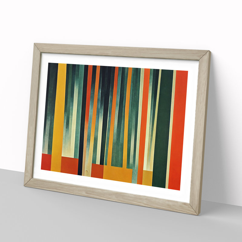 Enlightening Abstract Bamboo Forest - Single Picture Frame Print, 34cm H x 46cm W x 2cm D, Oak Framed