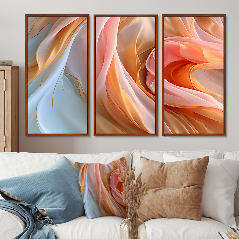 Ensemble de décorations murales «Liquides», H 40 po x l 60 po x P 1 po, Cadre flottant brun