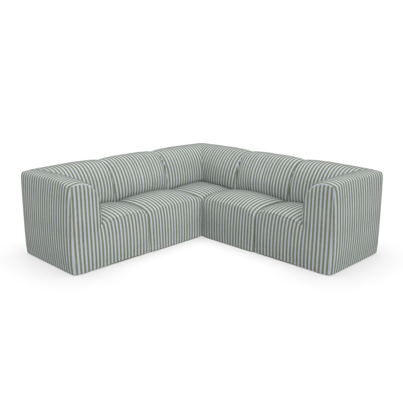 Fleener 124" Sunbrella® Outdoor Sofa, Green Striped Sunbrella®