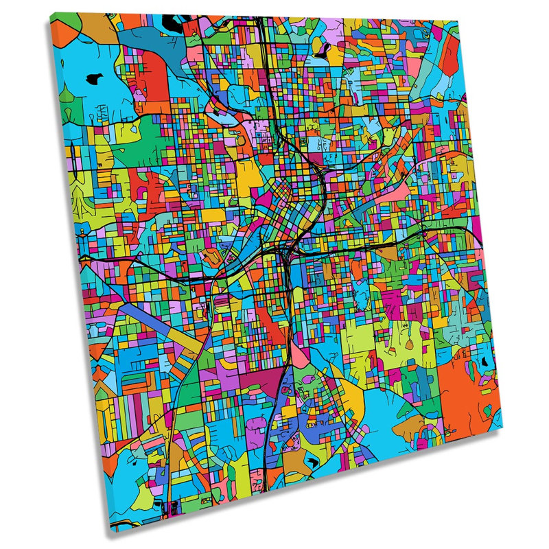 Z0274 Atlanta Georgia Modern Map - Wrapped Canvas Print, 40.6cm H x 40.6cm W x 2cm D
