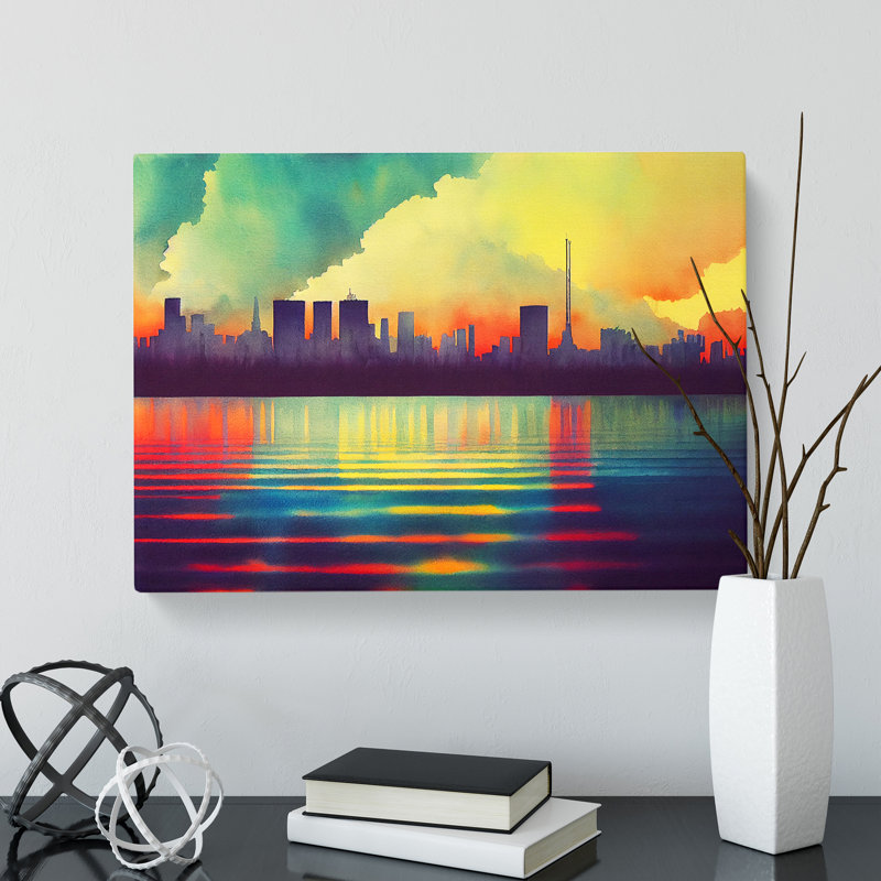 Unbeatable Watercolour Skyline - Wrapped Canvas, 50cm H x 76cm W x 3cm D
