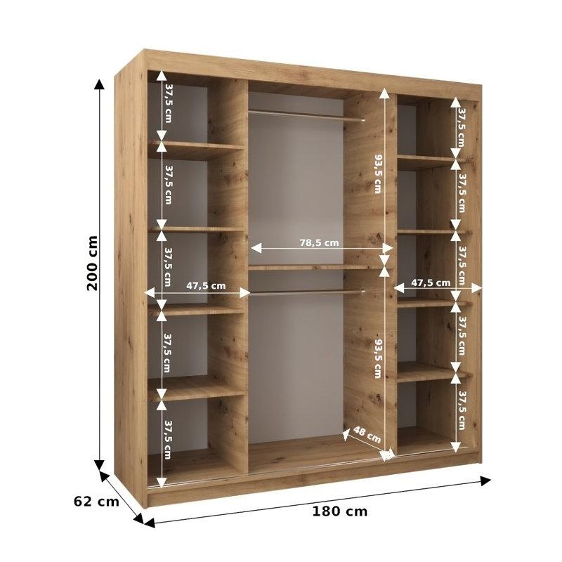 Arthel 2 Door Manufactured Wood Wardrobe, Sonoma Oak