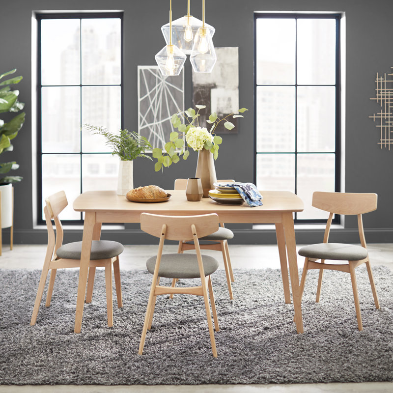 Ensemble de salle à manger Brunehilde, Gris naturel, Ensemble de cinq pièces : table, quatre chaises