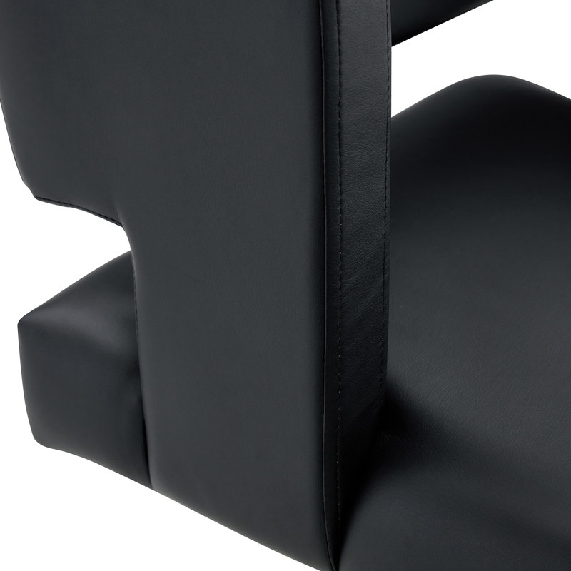 Tabouret de bar en similicuir à hauteur ajustable, Siège noir / cadre doré