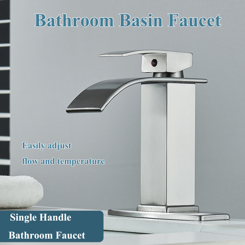 Single-handle Bathroom Faucet with Drain Assembly, Brushed Nickel