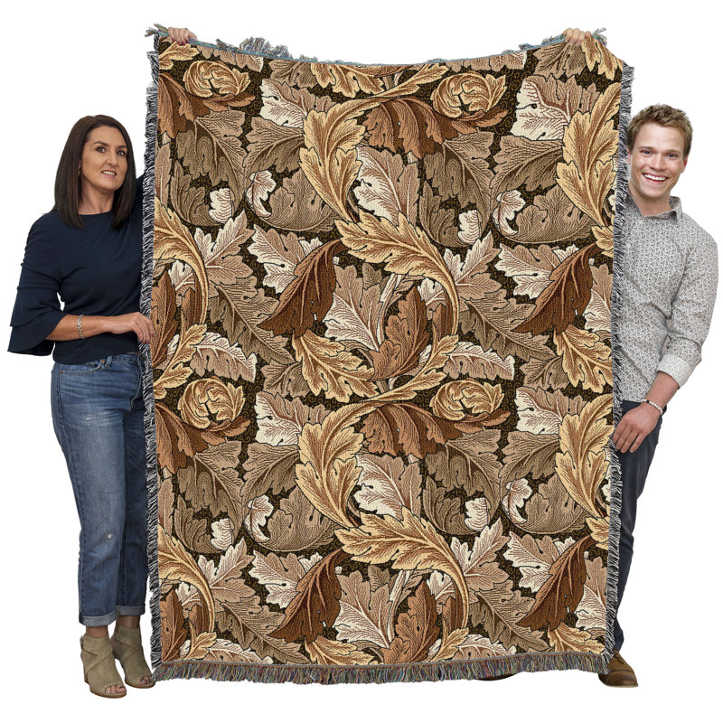 Couverture forêt William Morris Acanthus, Fauve, L 54 po x L 72 po