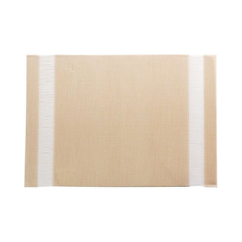Ensemble de 6 napperons d'extérieur rayés de 16 po x 12 po, résistants à la chaleur et aux taches, crème avec rayures blanches en vinyle