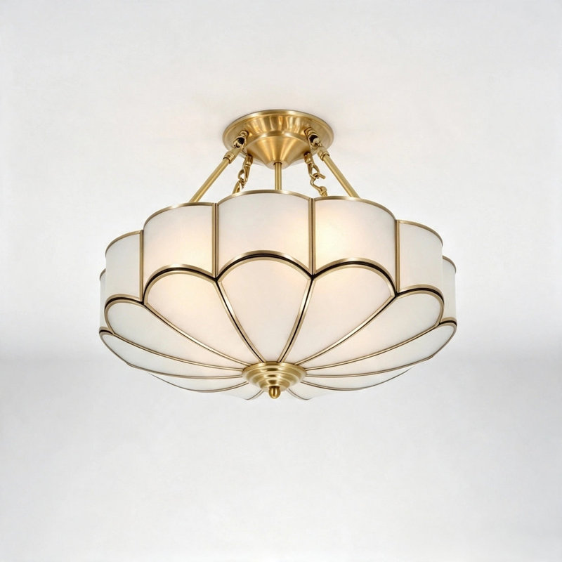 Abat-jour lustre rétro, abat-jour plafonnier encastré rétro 4 lumières, abat-jour luminaire suspendu doré pour couloir de chambre à manger de style campagnard