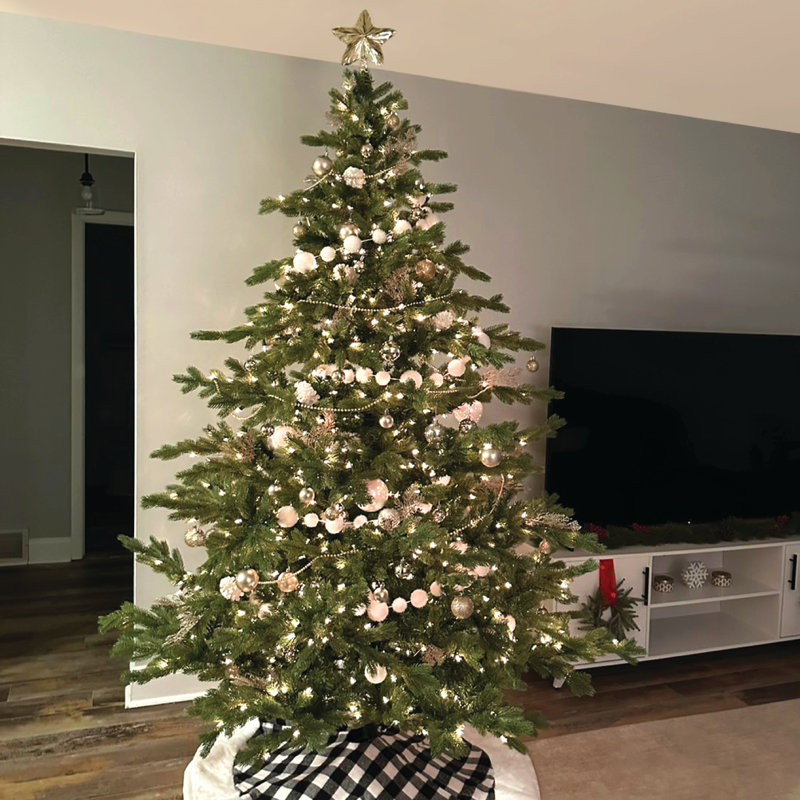 6.5-Foot Green Pine Christmas Tree with Warm White LED Lights