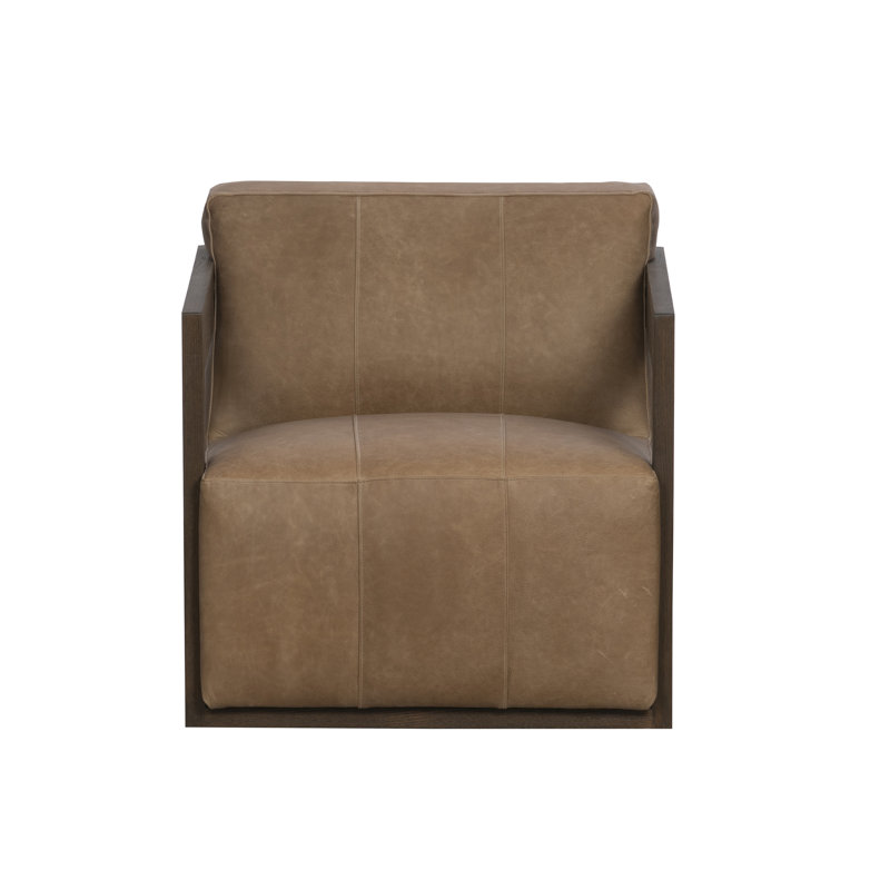 Fauteuil demi-tonneau pivotant en cuir véritable 29,75 po de large , Chameau