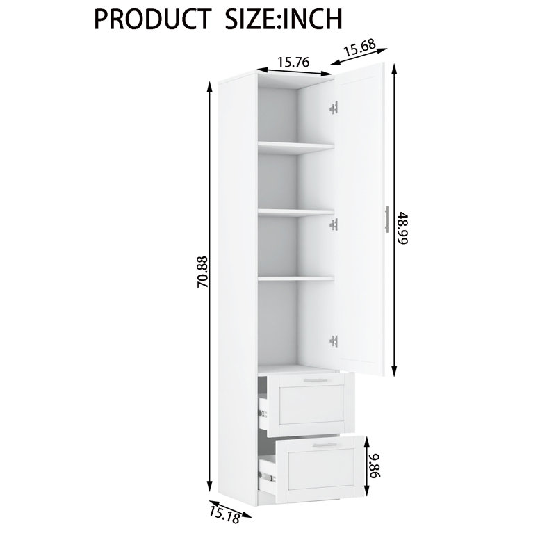 Armoire de cuisine autoportante avec une porte et deux tiroirs