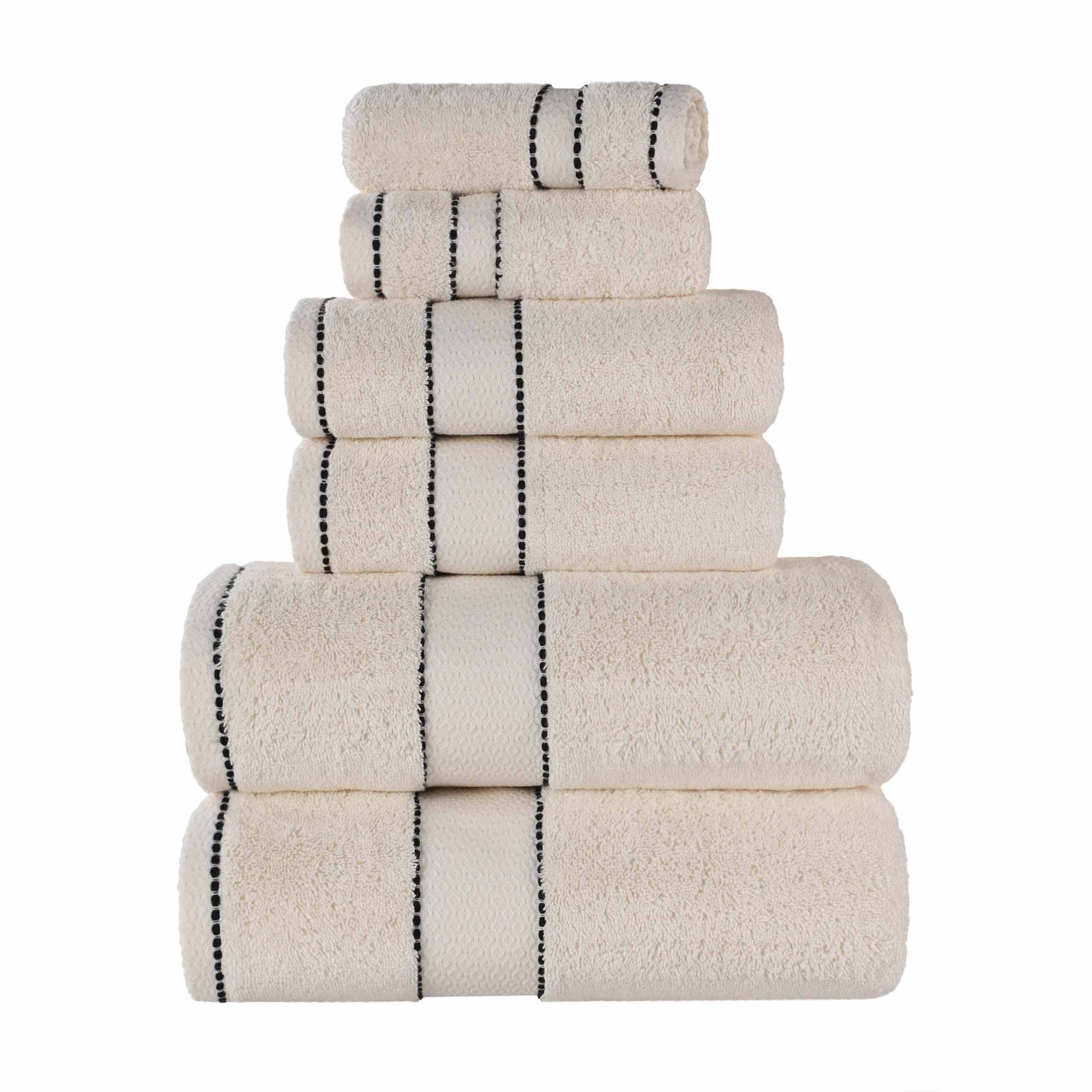 Niles 6 Piece Egyptian Giza Cotton Towel Set, Ivory