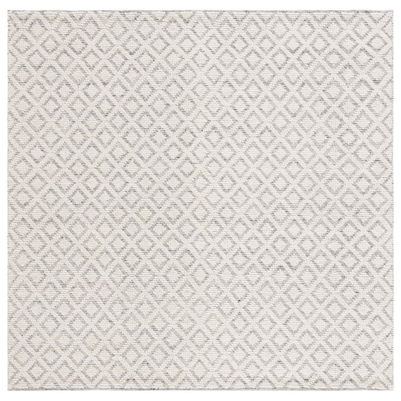 Nystead Geometric Handwoven Wool Ivory/Gray Area Rug, Square 6'