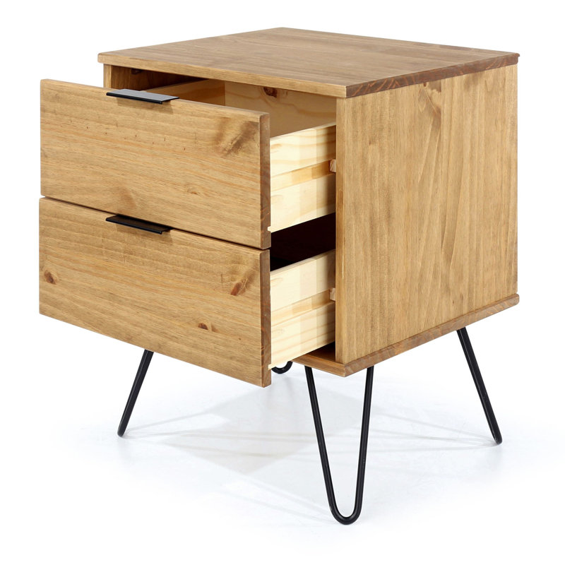Cashel 2 Drawer Bedside Table, Industrial Design