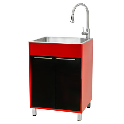 Évier à lessive autoportant tout-en-un L 24,1 po x l 21,3 po avec robinet