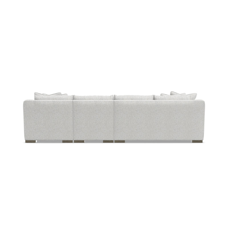 Chaise Sectional, White Polyester, 35" H x  135" W x 63.5" D, Right Hand Facing