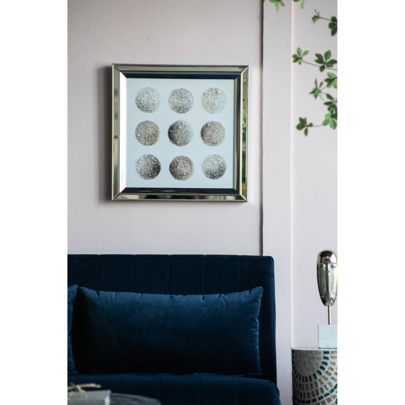 Art mural miroir 19,7 x 19,7 pouces, phase artistique et design en cristal, résine embelli, 4,4 lb d'art de la visualisation, cadre, - embellissements,