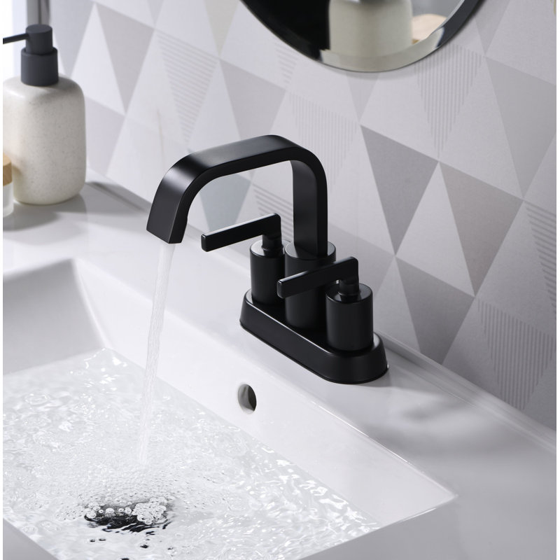 Robinet de salle de bain central à deux poignées avec drain Dayani - noir mat, Noir mat