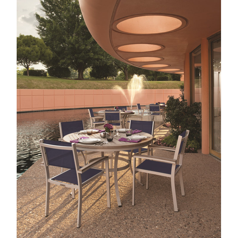Travira Stacking Patio Dining Chair, Ink Pen, Tekwood Natural, Chalk