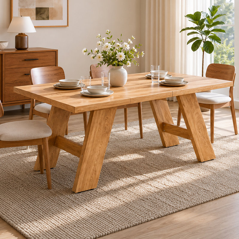 71" Light Wood Grain Splicing Rectangular Dining Table, Modern Dining Table for Home Use. Accommodates 6-8 People