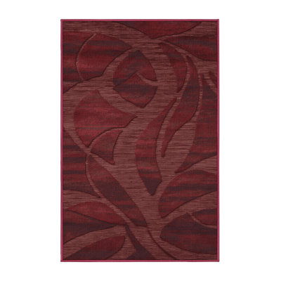 Machine Washable Abstract Red Area Rug