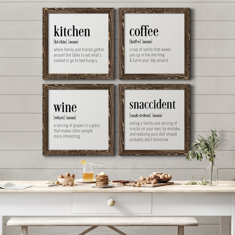 Kitchen Kitchen - ensemble de 4 peintures sur toile encadrées, Toile encadrée noyer, H 71 po x l 71 po x P 1,5 po
