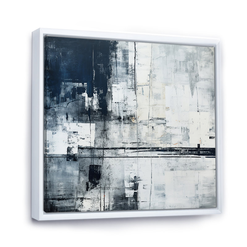 Paysage urbain noir et blanc - Expression d'art sur route IV, Cadre flottant blanc, H 30 po x l 30 po